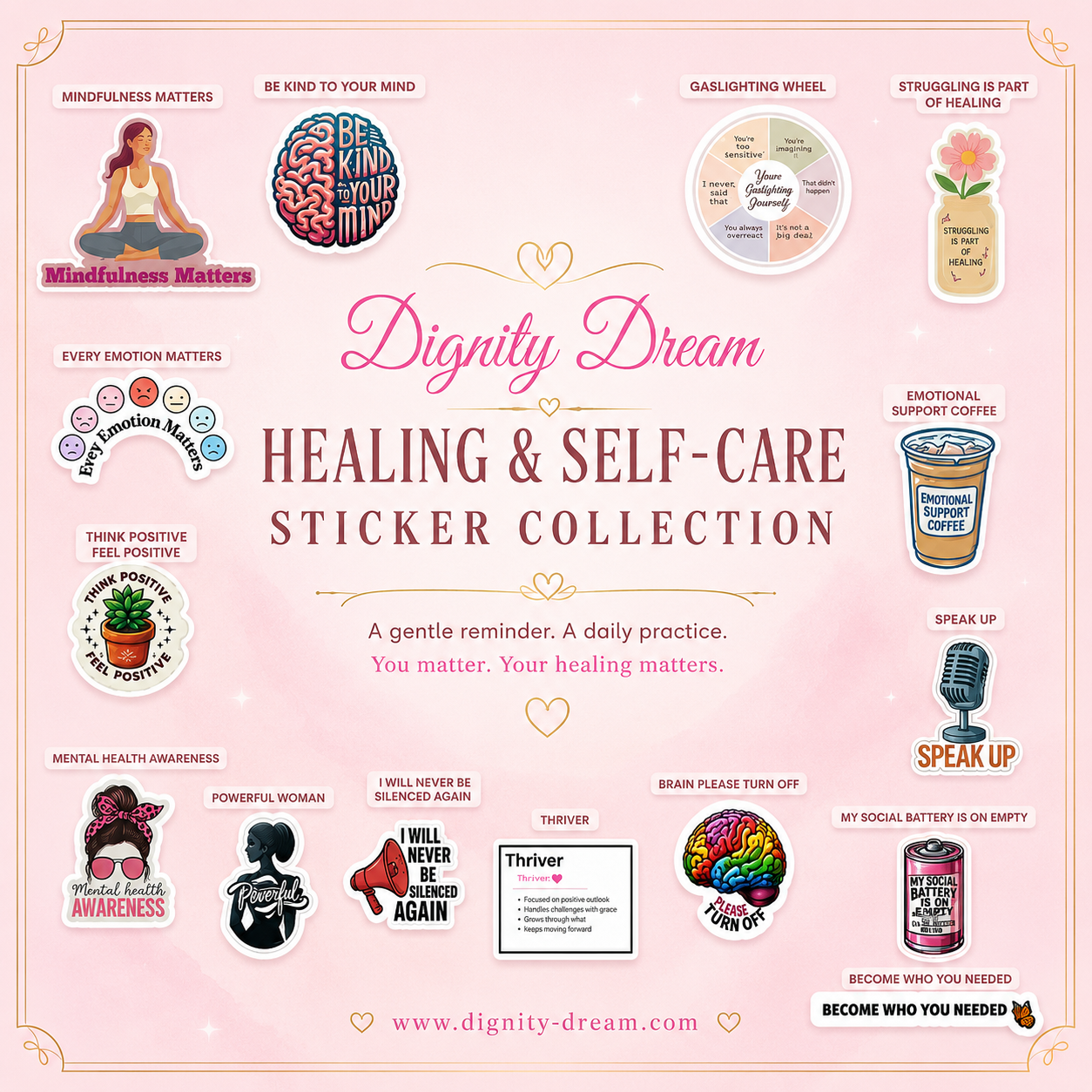 Healing & Self-Care Sticker Collection